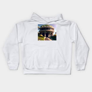 Parnassus Round Cozy Palace Futuristic Art Nouveau Kids Hoodie